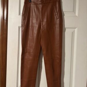 Zara Women's Brown Skinny Leather Pants